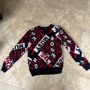 Vintage Forever 21 Black and Red Graphic Sweater